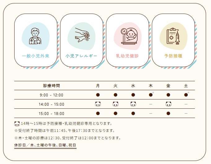 いしいこどもクリニック様診察時間案内